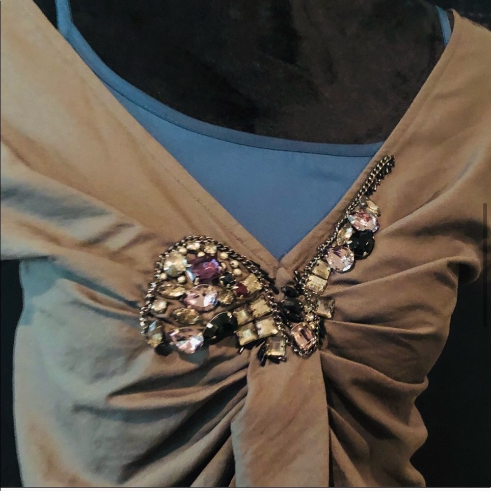 BNX Layered Dress Blue Slip Embellished Tie Waist & satin belt retail NWT $172 - Picture 9 of 12